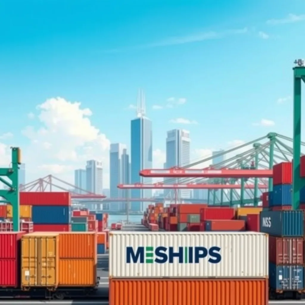 a busy shipping port in Guangzhou with cargo containers
