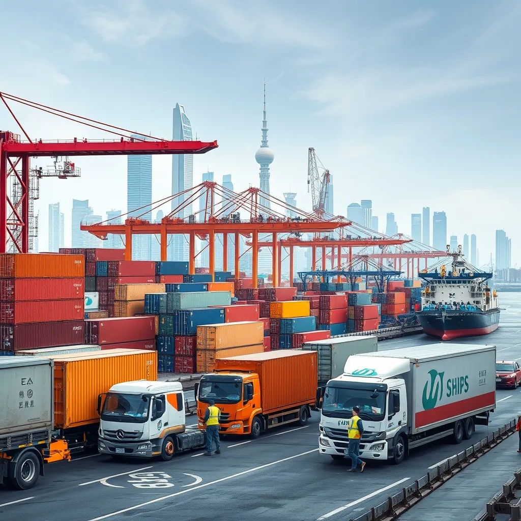 bustling environment near Shanghai Port freight forwarders